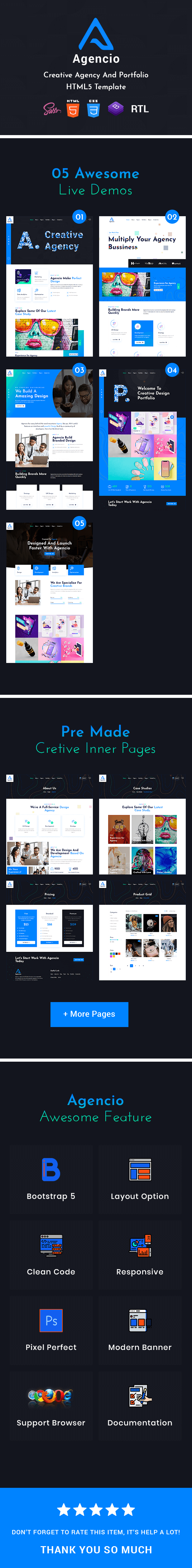 Agencio - Creative Agency And Portfolio HTML5 Template