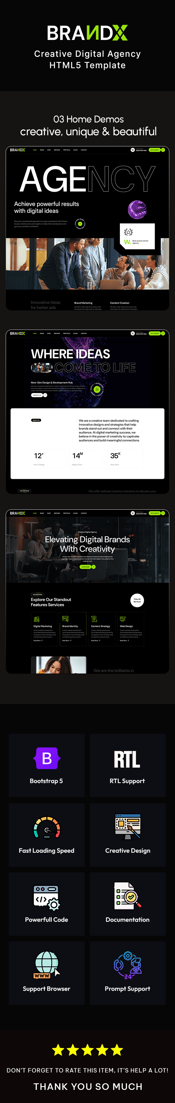 Brandx - Creative Digital Agency HTML5 Template - 1